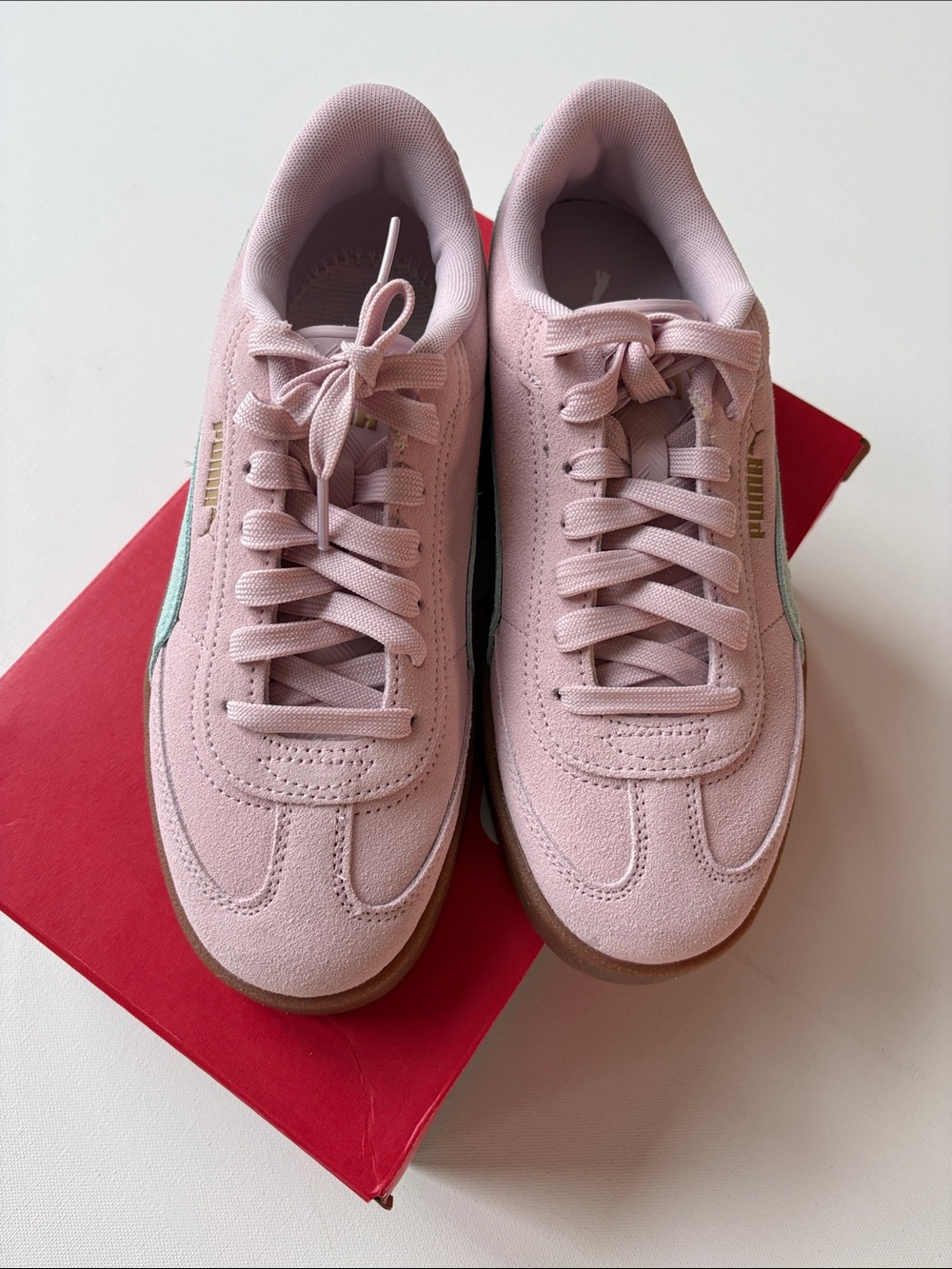 PUMA Club II Era Suede Sneakers-NIB-Rose Mauve/Safe Lake/Gum-Size 9 - Picture 5 of 8